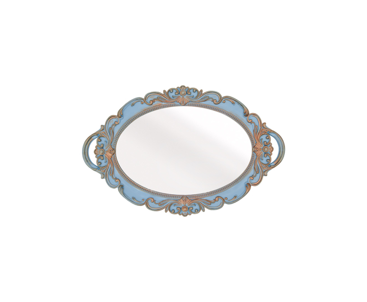 BANDEJA ESPEJO OVAL (38X25X2.5) CELESTE