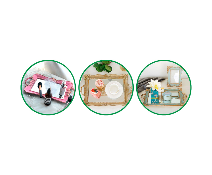 BANDEJA ESPEJO RECTANGULO (33X20X3.5) DORADO