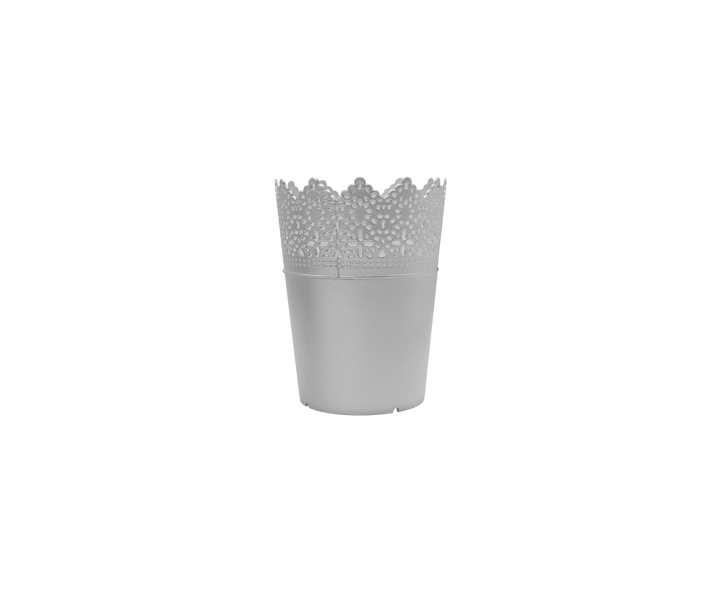 MACETA PLASTICA (12X9) PLATEADO