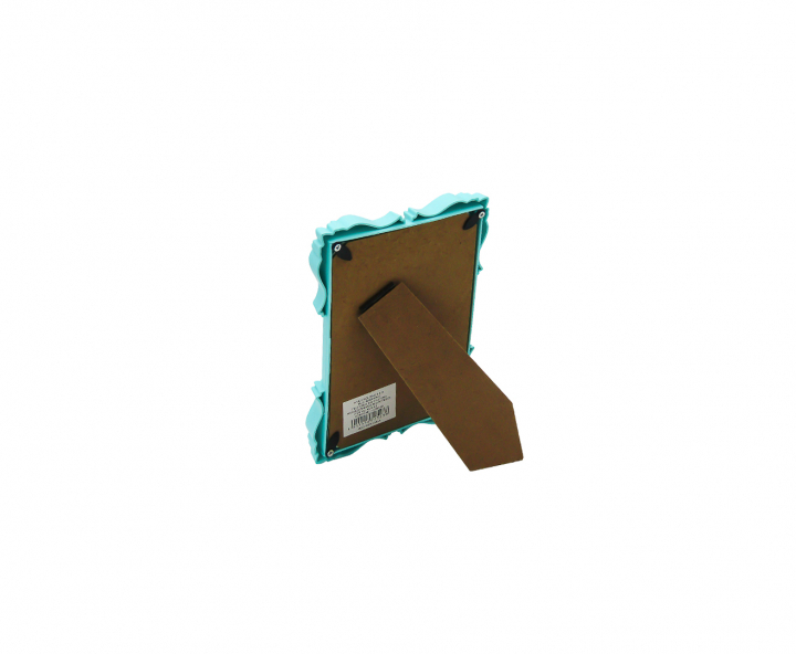 PORTA RETRATO PLASTICO CUADRADO (12.5X18X2) CELESTE