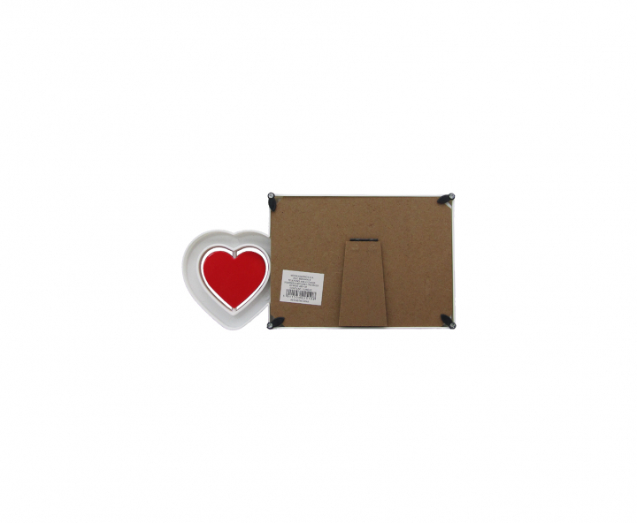 PORTA RETRATO PLASTICO CORAZON (26.5X13X1.5) BLANCO