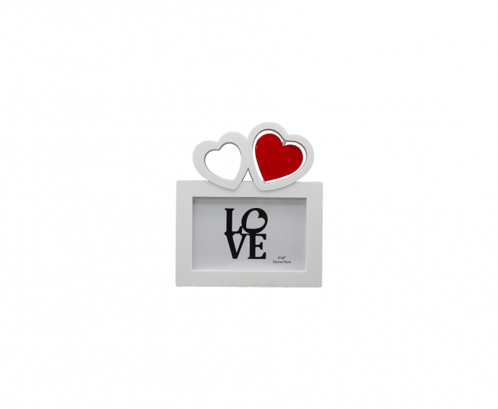 PORTA RETRATO PLASTICO CORAZON (18X20X1.5) BLANCO