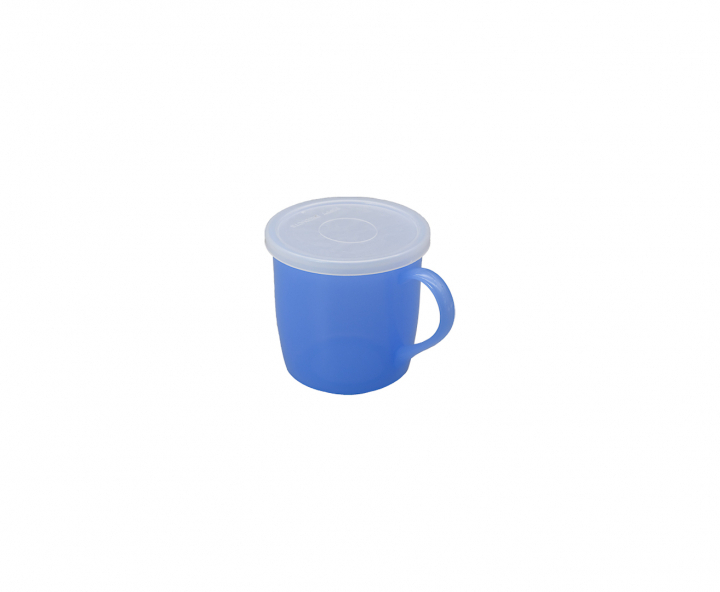TAZA PLASTICO INFANTIL CON TAPA 300 ML AZUL