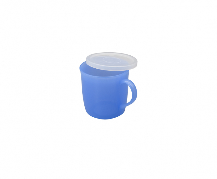 TAZA PLASTICO INFANTIL CON TAPA 300 ML AZUL