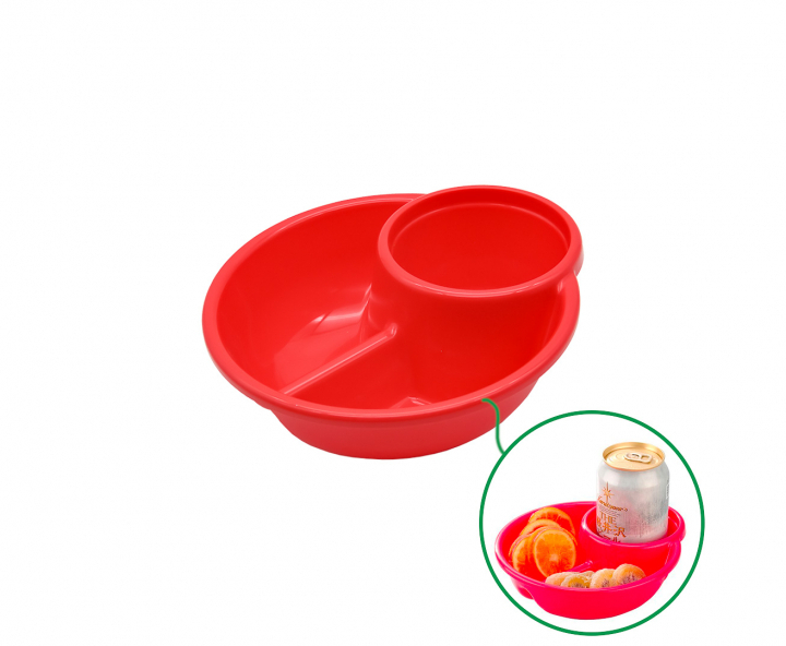 PLATO REDONDO PLASTICO SNACK ROJO