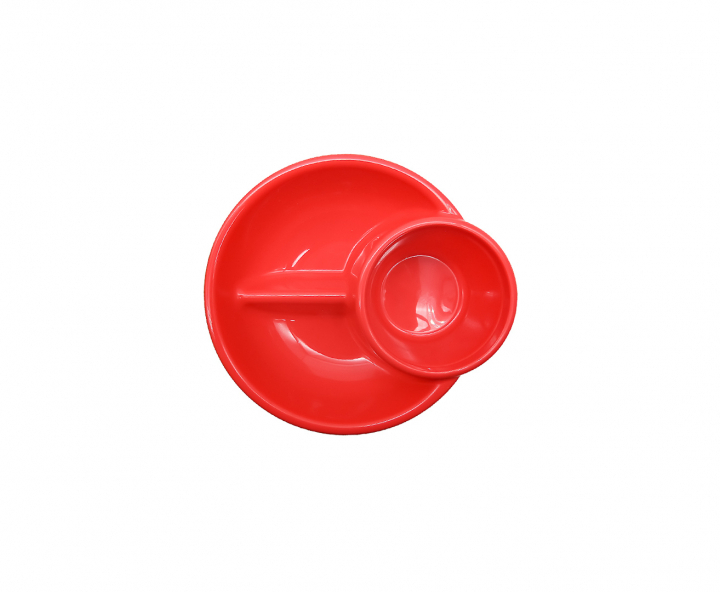 PLATO REDONDO PLASTICO SNACK ROJO