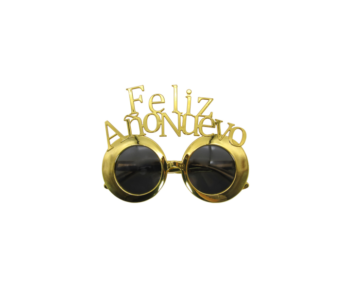 LENTE REDONDO “FELIZ AÑO NUEVO” DORADO