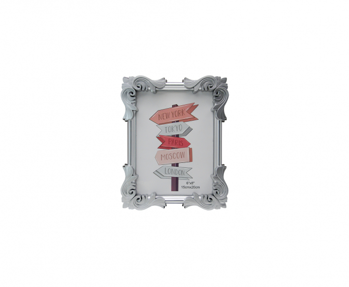 PORTA RETRATO PLASTICO CUADRADO (19.5X24.5X2) PLATEADO