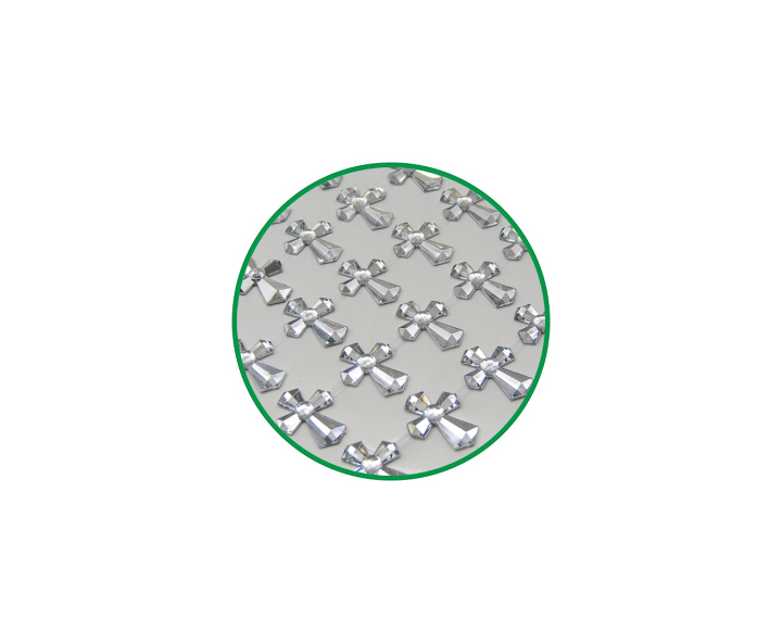 CALCOMANIA PIEDRAS CRUZ (1.5X2) PLATEADO