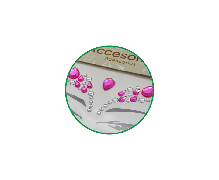 CALCOMANIA FACIAL PIEDRAS FUCSIA