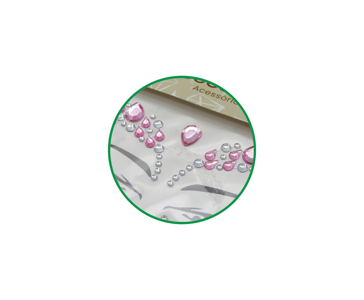 CALCOMANIA FACIAL PIEDRAS ROSADO