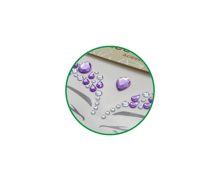 CALCOMANIA FACIAL PIEDRAS PURPURA