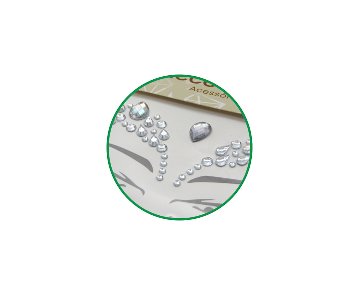 CALCOMANIA FACIAL PIEDRAS PLATEADO