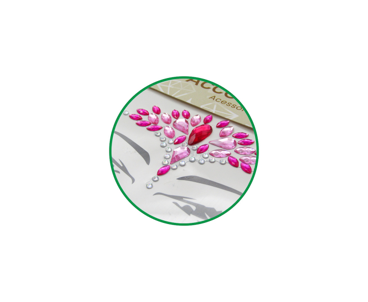 CALCOMANIA FACIAL PIEDRAS FUCSIA