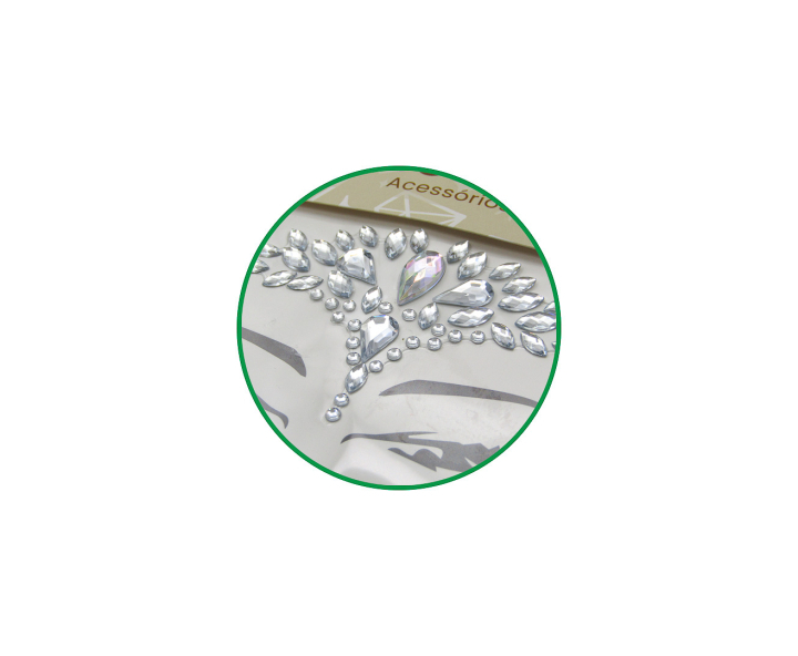 CALCOMANIA FACIAL PIEDRAS PLATEADO