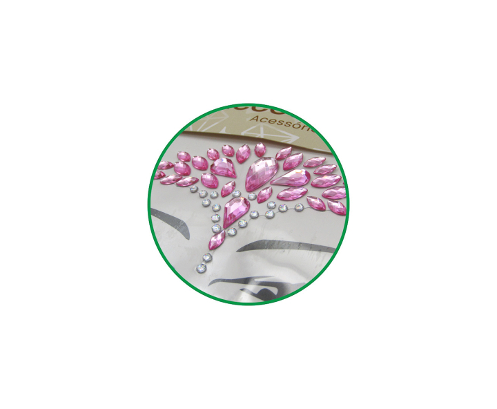 CALCOMANIA FACIAL PIEDRAS ROSADO