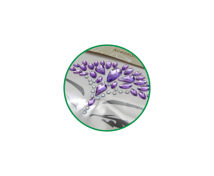 CALCOMANIA FACIAL PIEDRAS PURPURA