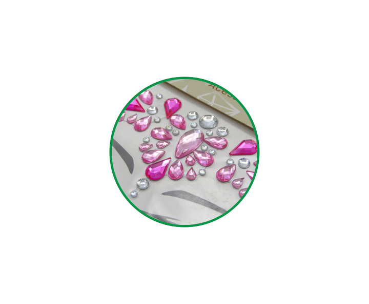 CALCOMANIA FACIAL PIEDRAS FUCSIA