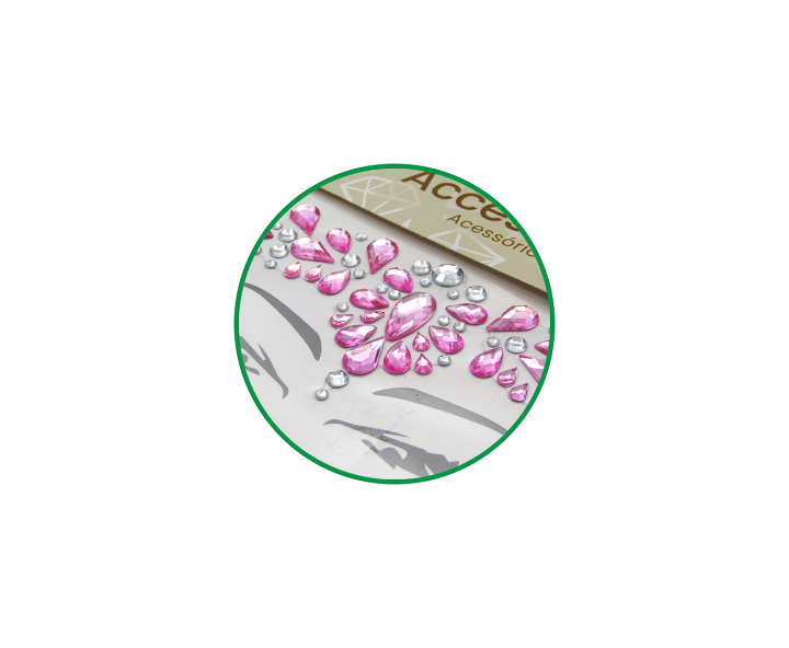 CALCOMANIA FACIAL PIEDRAS ROSADO