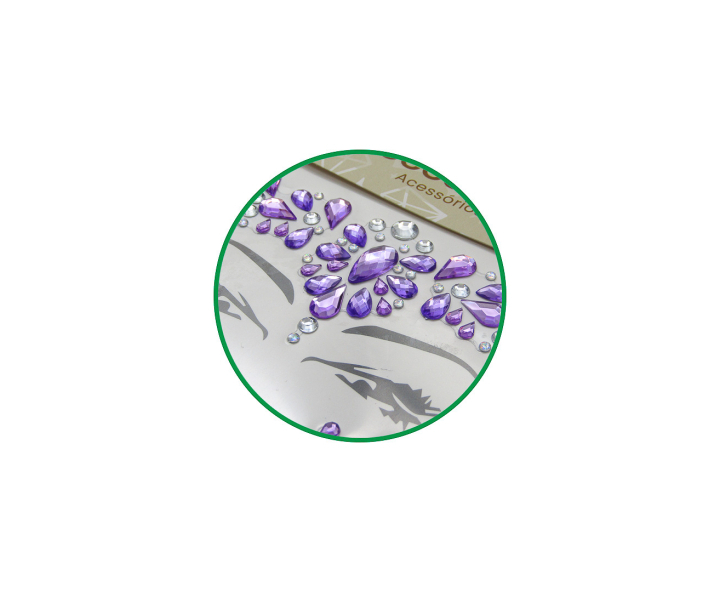 CALCOMANIA FACIAL PIEDRAS PURPURA