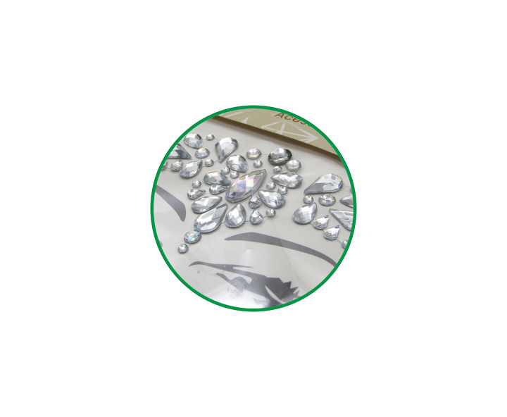 CALCOMANIA FACIAL PIEDRAS PLATEADO