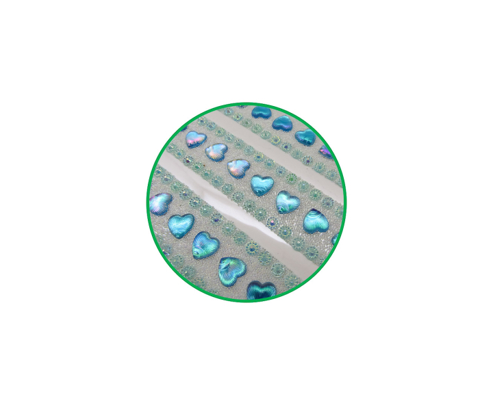 CALCOMANIA PIEDRAS CORAZON 3P CELESTE