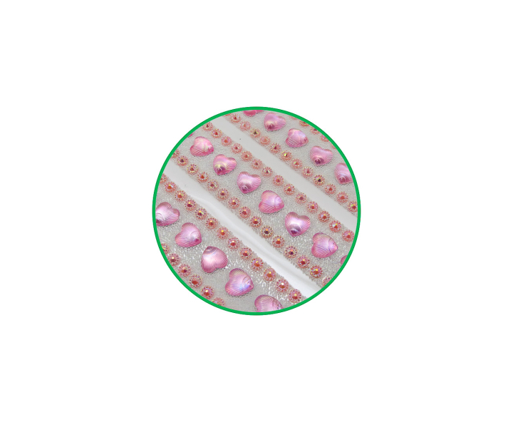 CALCOMANIA PIEDRAS CORAZON 3P ROSADO