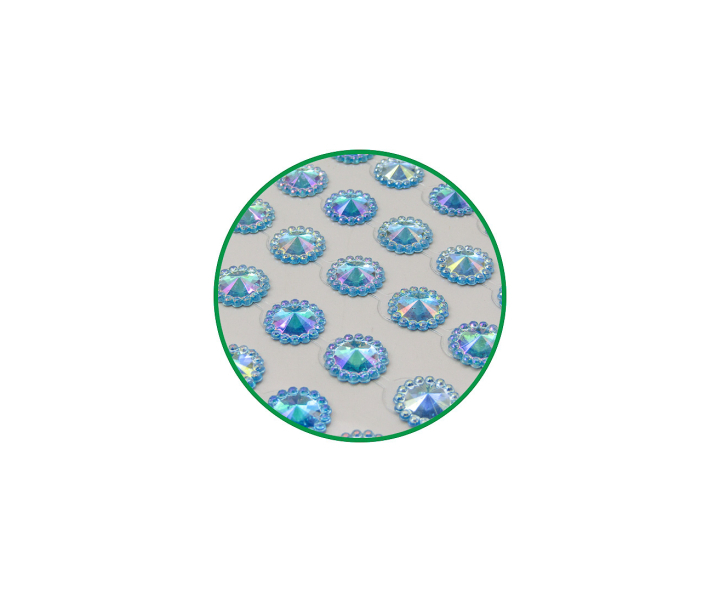 CALCOMANIA PIEDRAS CIRCULAR (1.2CM) CELESTE