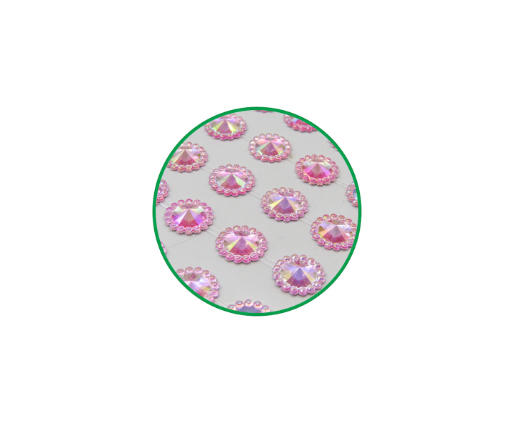 CALCOMANIA PIEDRAS CIRCULAR (1.2CM) ROSADO