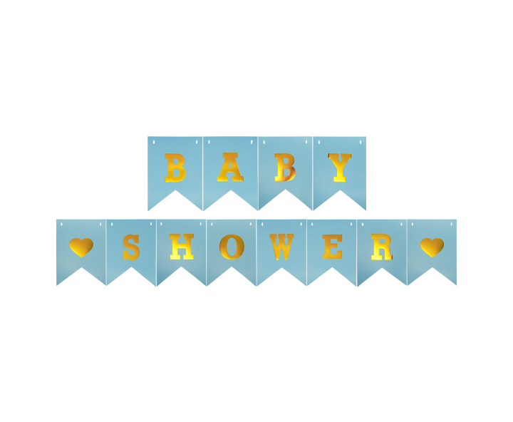 BANDERINES BABY SHOWER (17X12CM/3M) CELESTE/DORADO