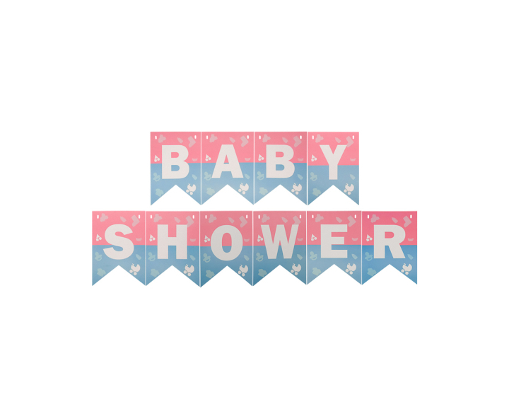 BANDERINES BABY SHOWER (17X12CM/3M) CELESTE/ROSADO