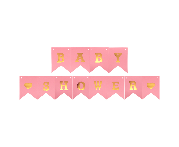 BANDERINES BABY SHOWER (17X12CM/3M) ROSADO/DORADO
