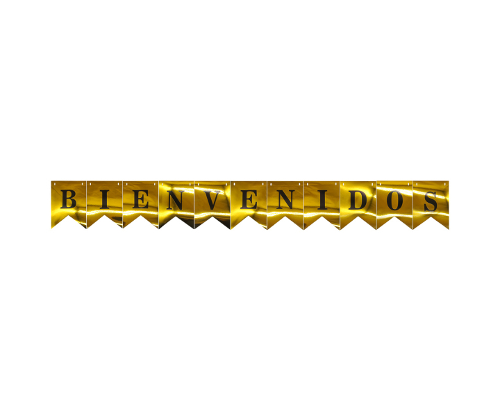 BANDERINES BIENVENIDOS (17X12CM/3M) DORADO/NEGRO