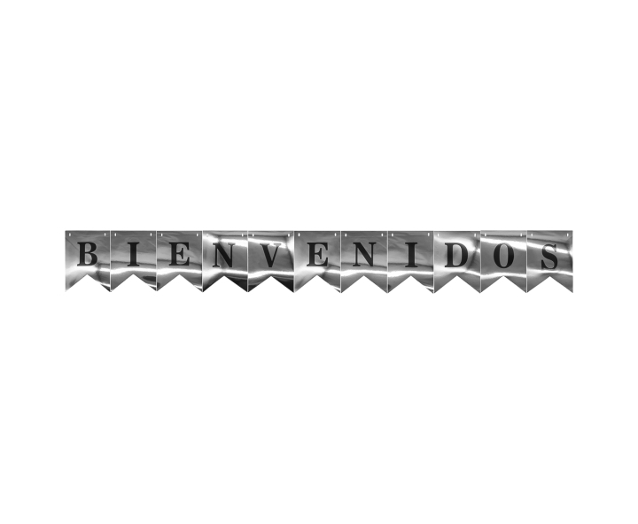 BANDERINES BIENVENIDOS (17X12CM/3M) PLATEADO/NEGRO