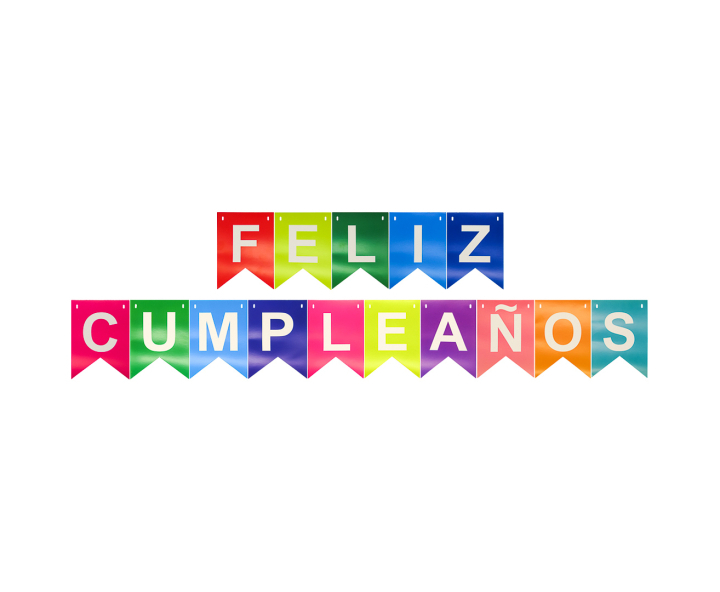 BANDERINES FELIZ CUMPLEAÑOS (17X12CM/3M) COLOR/BLANCO
