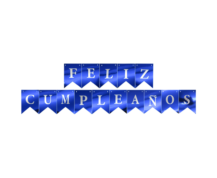 BANDERINES FELIZ CUMPLEAÑOS (17X12CM/3M) AZUL/PLATA