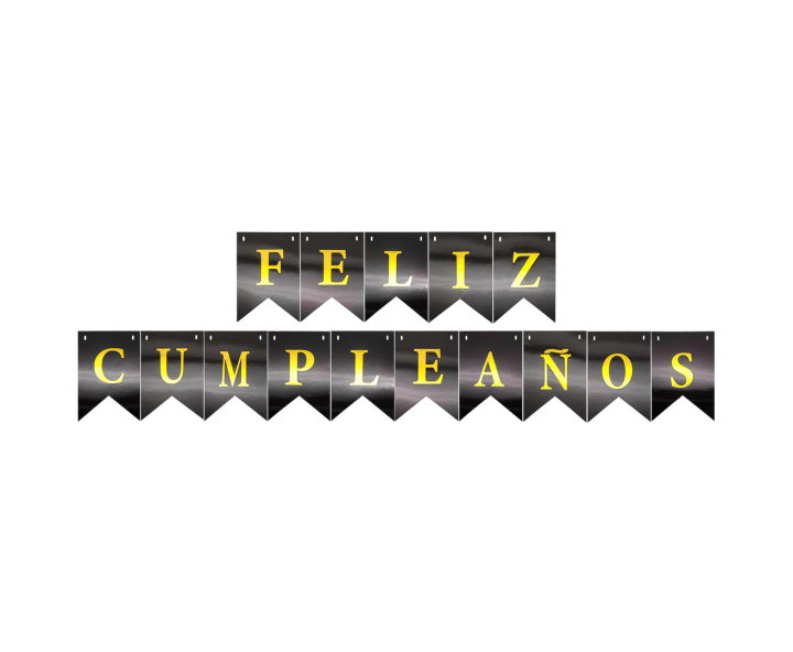 BANDERINES FELIZ GRADUACION (17X12CM/3M) NEGRO/DORADO