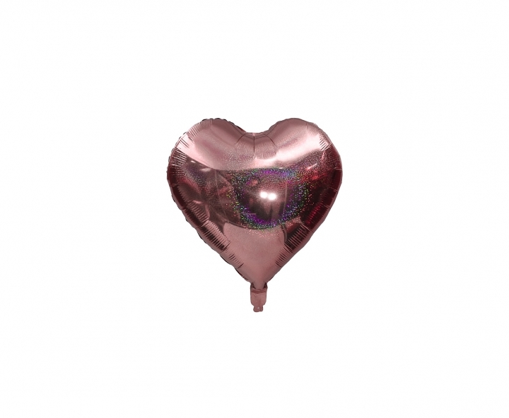 GLOBO CORAZON BRILLOSO (45CM) ROSA DORADO