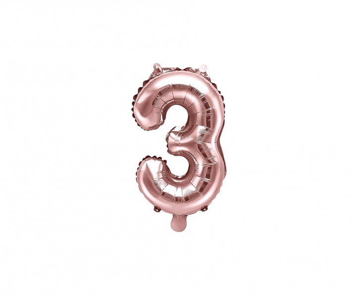 GLOBO NUMERO “3” (86CM) ROSA DORADO