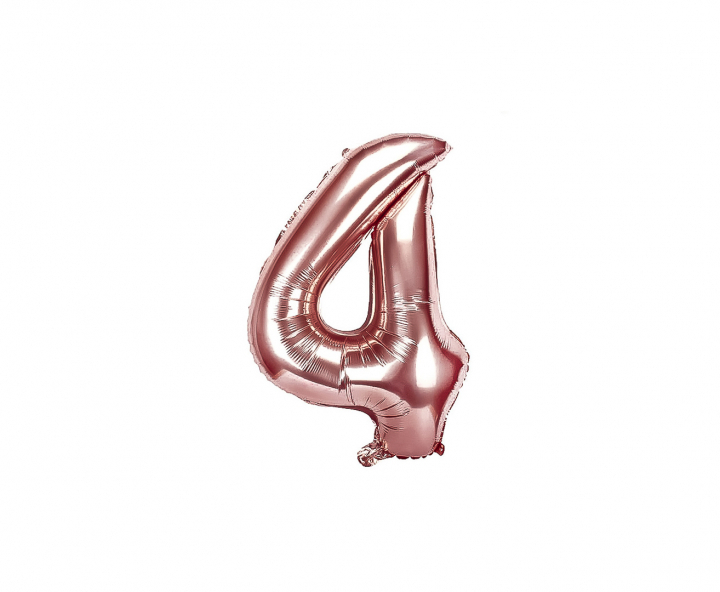 GLOBO NUMERO “4” (86CM) ROSA DORADO