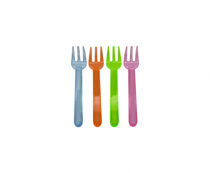 TENEDOR PLASTICO 24P COLOR TRANSP.