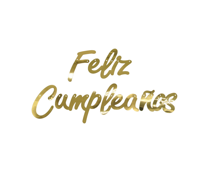 BANDERIN “FELIZ CUMPLEAÑOS” (2M) DORADO