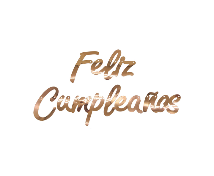 BANDERIN FELIZ CUMPLE (2M) ROSA DORADO
