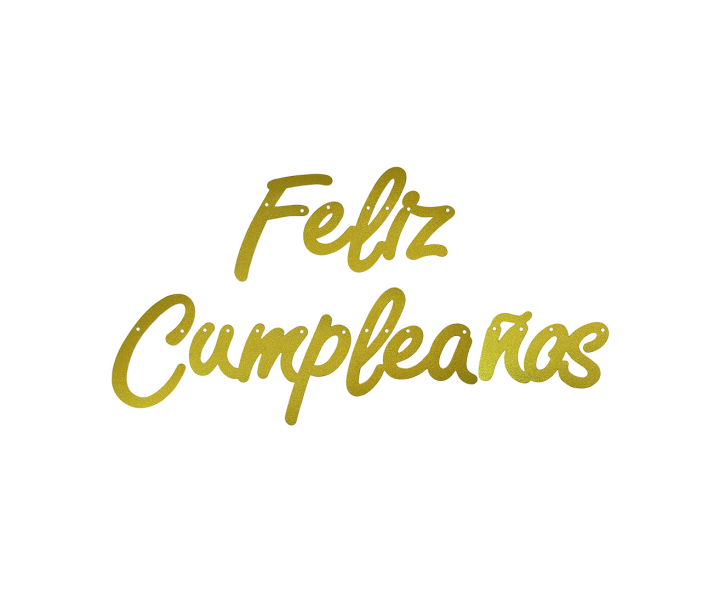 BANDERIN PURPURINA FELIZ CUMPLE (2M) DORADO