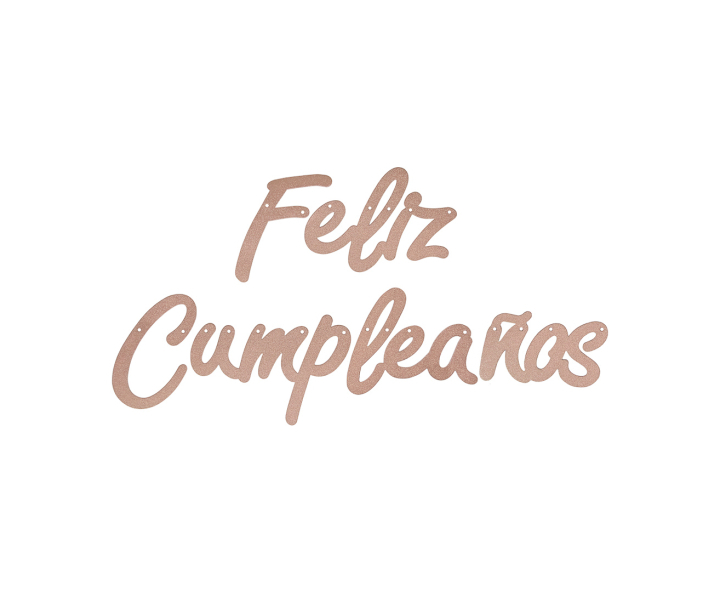 BANDERIN PURPURINA “FELIZ CUMPLEAÑOS” (2M) ROSA DORADO