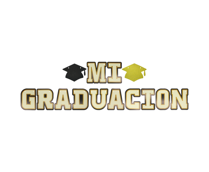 BANDERINES MI GRADUACION (18X15CM/3M) NEGRO/BLANCO
