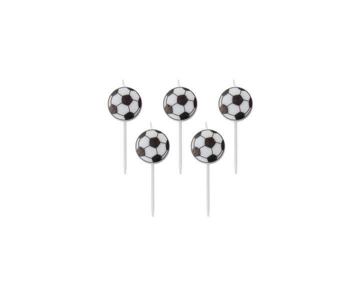 VELAS DECORATIVAS PELOTAS FUTBOL 5P (2.5X8CM) BLANCO/NEGRO