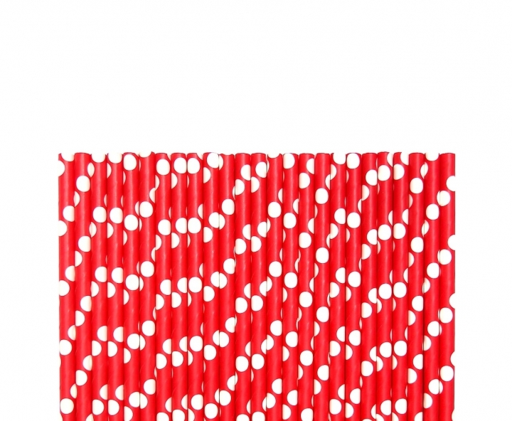 PAJITA DE PAPEL 25P (20CM) MOTA BLANCO/ROJO