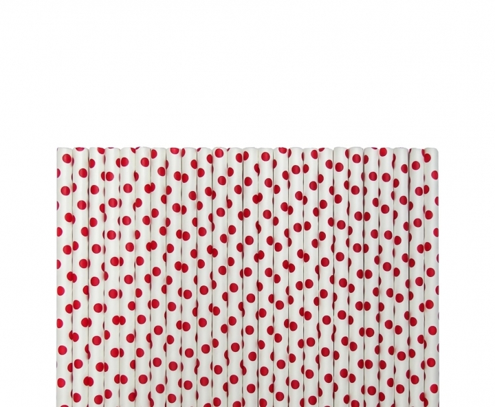 PAJITA DE PAPEL 25P (20CM) MOTA ROJO/BLANCO