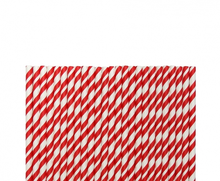 PAJITA DE PAPEL 25P (20CM) RAYA BLANCO/ROJO